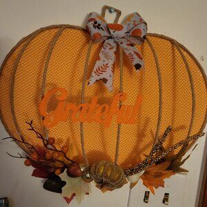 Handmade, Handmade Crafted Pumpkin Wreath